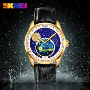 Mens Casual Wristwatch SKMEI 2115 Leather Strap Luxury Waterproof Watches - Picture 1 of 4