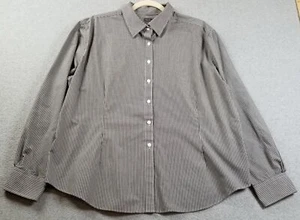 VAN HEUSEN Button Up Shirt Women’s 2XL XXL Black White Gingham Check Long Sleeve - Picture 1 of 13