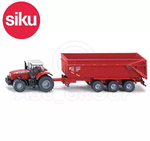Siku NO.1844 1:87 Scala Massey Ferguson Trattore Con Trailer Dicast Model / Toy - Foto 1 di 2