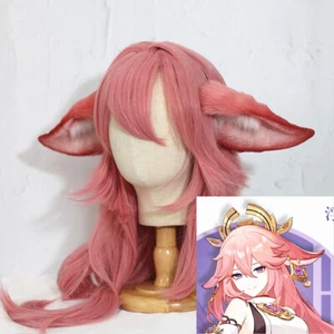 Anime Genshin Impact Yae Miko Orecchie Cosplay Halloween Copricapo Parrucca Accessori - Foto 1 di 7