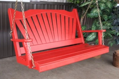 A&L Furniture Co. Amish-Made Pine Fanback Porch Swings - In 3 Sizes, 18 Colors - Image 1 of 4