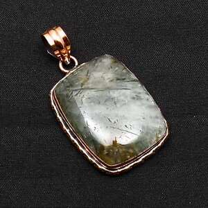 Prehnite Gemstone Ethnic Handmade Pure Copper Pendant Jewelry 1.84" AP-31717