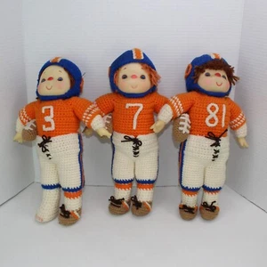 Muñecas de peluche tejidas de los Denver Broncos hechas a mano #7, #3 y #81 - Imagen 1 de 10