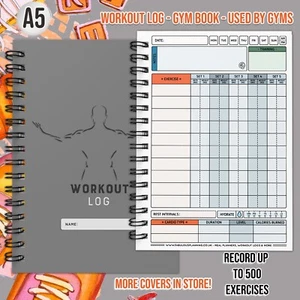WORKOUT LOG DIARY GYM JOURNAL, BOOK, FITNESS,REPS, SETS, DONE,TRAINING/WEIGHT - Picture 1 of 8