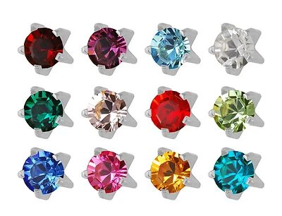 12 Paar Studex Plus Ohr Piercing gemischt Geburtssteine Stahl Ohrstecker Krallen Set