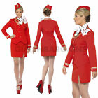 Ladies Red Trolley Dolly Virgin Air Hostess Flight Attendant Stewardess Costume