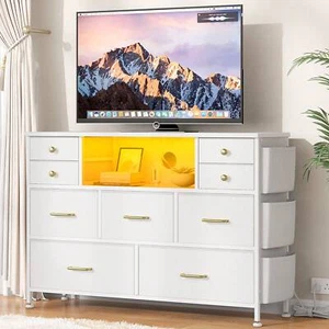 GIKPAL 9 Drawer Dresser, Dresser For Bedroom TV Stand With Power-Free shipping - Picture 1 of 28