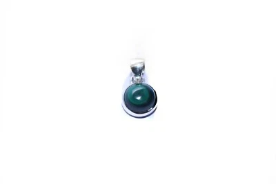 Pendente In Malachite Verde Naturale In Argento Sterling 925 Gioielli - Immagine 1 di 4