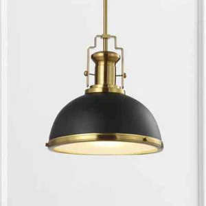 JONATHAN Y 13 in. Black Brass Gold Iron Glass Vintage Classic LED Pendant - Picture 1 of 11
