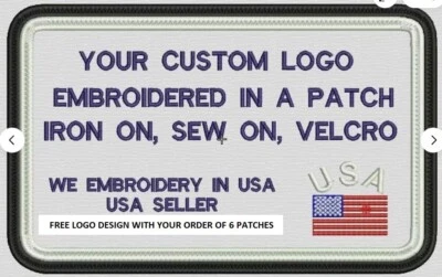 A LA CARTE Logo Custom Made Iron on Patch Badges Embroidered, Free artwork w 6pc - Image 1 of 4