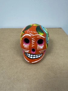 Authentic Mexican Day of the Dead Folk Art Sugar Skull Clay Pottery Ceramic - Picture 1 of 6