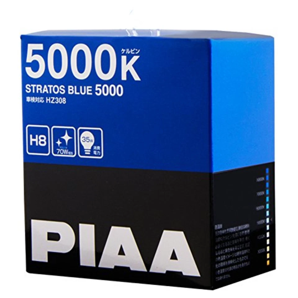 PIAA 5000K STRATOS BLUE 5000 H8 Headlight halogen Fog Light Bulbs HZ308 JapanNew - Image 1 of 4