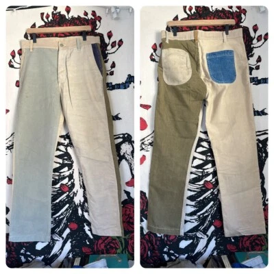 VTG Colorblock Denim Pants Jeans Hip Hop Rap Hippie Boho Punk Patchwork 35 x 29 - Image 1 of 4