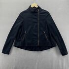 BCBG Maxazria Off Center Zip Jacket Black A Line Cropped Front Pockets Womens XS