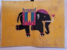 Vintage Elephant Tapestry Panel Yellow Collectible