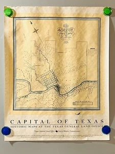 Poster Austin, Texas Antique Map Replica Law Office, School Room, Historic - Picture 1 of 10