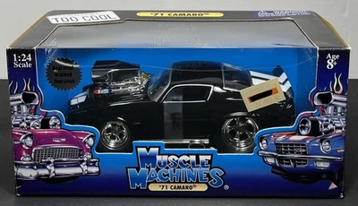 Muscle Machines 2005 Too Cool 1971 Chevy Camaro 1:24 Scale Diecast Black Rare - Image 1 of 4