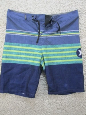 Hurley Swimsuit 18 Blue Stripe Drawstring Pocket Green Swimwear Polyester - Image 1 of 4