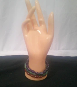 Set of 3 Stretchable Enhanced Red, Purple, and Green Agate Bracelets with pouch - Picture 1 of 7