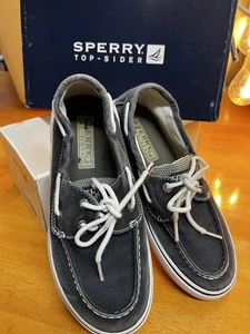 EUC! SPERRY Top Sider Youth Boys Halyard Canvas Boat Shoes - YB38684A- Size 2 M - Picture 1 of 10