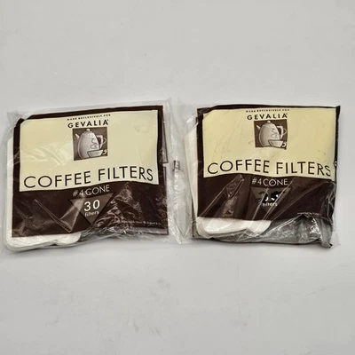 Gevalia #4 Cone Coffee Filters - 2 Packages - 55 Filters Total - USA - Open PKG - Image 1 of 4