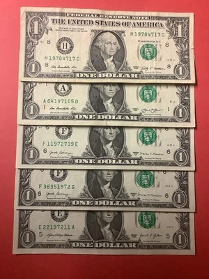 1970-1979 Pick (1) YEAR Date Birthday Note One Dollar Bill Fancy Serial Number - Image 1 of 4