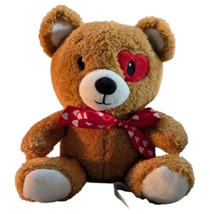 American Greetings Teddy Bear Plush Stuffed Animal XOXO Red Heart Eye Patch 7" - Picture 1 of 6