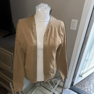 Juicy Couture Womens Brown 100% Cashmere Blend Zip Up Jacket Sz L - Picture 1 of 10