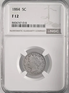 1884  5C  LIBERTY V NICKEL   NGC F12    #8404747-018 - Picture 1 of 4