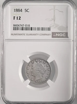1884  5C  LIBERTY V NICKEL   NGC F12    #8404747-018 - Image 1 of 4