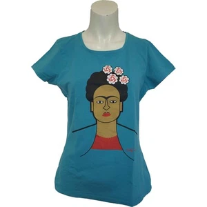 Great Modern Artists by Andy Tuohy Frida Kahlo t-shirt womens L P2P 18 Green - Picture 1 of 12