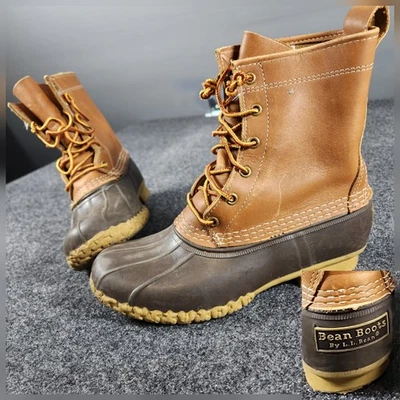 Bean Boots de L.L. Botas Bean Duck Juveniles Talla 4 Cuero Marrón Con Cordones Caza Foto 1 de 4