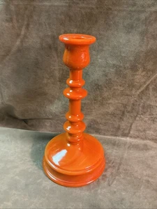 Circa 1900 Northwood glass Chinese orange single tall candlestick - Picture 1 of 6