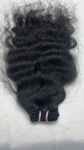 Natural Raw Curly Human Hair Extension Weft Hair Bundles - Picture 1 of 5