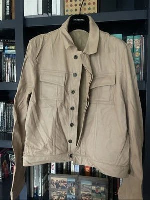 Balenciaga Leather Trucker Jacket Pink Men 48 Lambskin Button Up Italy Designer - Image 1 of 4