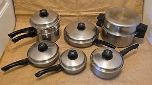 Vintage Lustre Craft 18-8 Stainless 3 ply Cookware 14 Piece Set - Picture 1 of 24