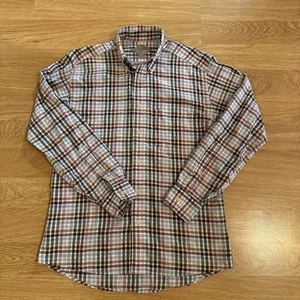 Bills Khakis Shirt Mens Medium Linen Blend Multicolor Plaid Button Up L/S Preppy - Picture 1 of 8