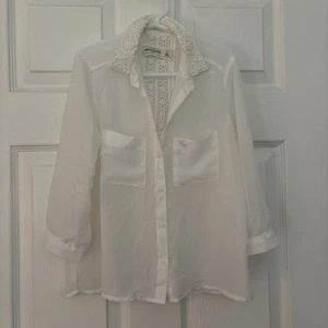 Abercrombie Kids, Girls Small, Button-Down, Sheer embroidered top, White, dressy - Picture 1 of 16