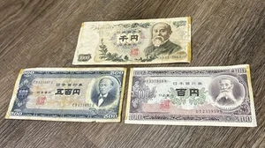 Lot of 3 Banknotes-Japanese Currency 100 500 1000 Yen - Picture 1 of 9