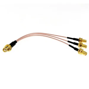 1PC SMA Female Nut to 3x SMA Female Splitter Pigtail Cable RG178 15cm for WIFI - Picture 1 of 3
