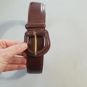 All Week Long Brown Embossed 100% Leather Buckle Belt Size Large - Picture 1 of 7