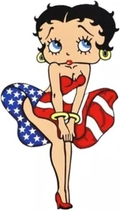 BETTY BOOP AMERICAN FLAG DRESS STICKER TOOL BOX STICKER BUMPER STICKER - Picture 1 of 2