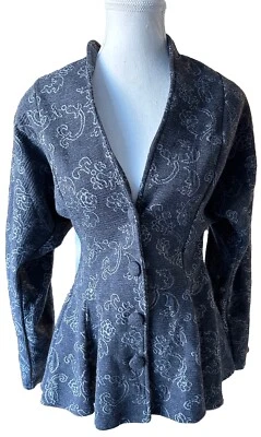 Chaqueta Blazer All That Jazz Para Mujer De Colección Gris Botón Cachemira Floral Suave Talla 7/8 Foto 1 de 4