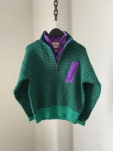 Vintage 80s/90s Obermeyer Ski Sweater 1/4 Zip Apres Ski Wool Blend Mens Size S - Picture 1 of 9
