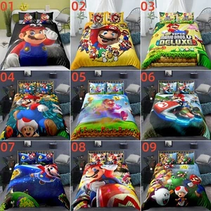 Super Mario Twin Full Queen King Bed Duvet Quilt Cover Set Pillowcase Bedding - Picture 1 of 37