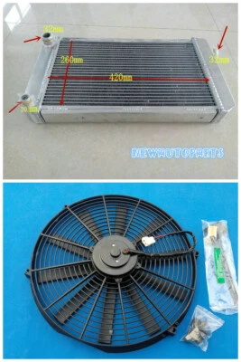 RADIADOR Y VENTILADOR DE ALUMINIO 2 FILAS PARA MG MIDGET 1500 MT 1974-1980 1979 1978 1977  Foto 1 de 4