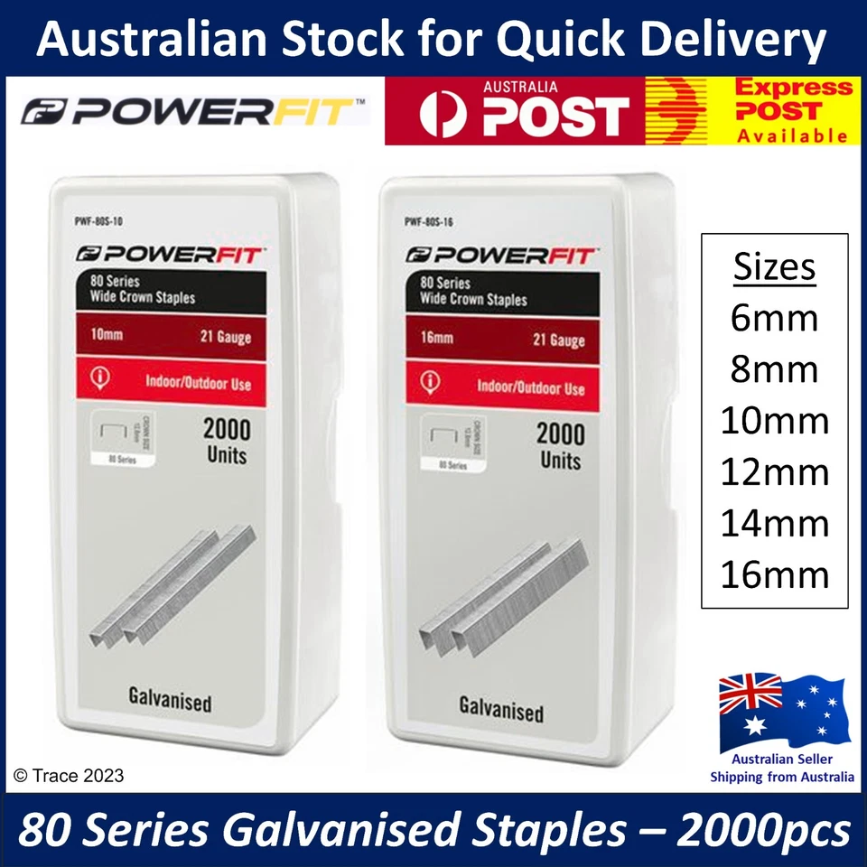 Galvanised Staples 80 Series Wide Crown (6 / 8 / 10 / 12 / 14 / 16mm) 2000 Pack - image 1 of 1