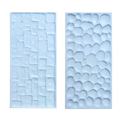 2PCS Brick Stone Texture Silicone Mold Pottery Clay Embossing Stamps DIY Craft - Image 1 of 4