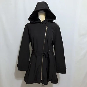 Jessica Simpson NWOT Black Softshell Trench Coat Women 1X - Picture 1 of 12