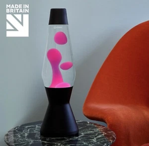 Mathmos Astro Black Base & Cap Classic Lava Lamp With PINK wax In CLEAR liquid - Picture 1 of 1